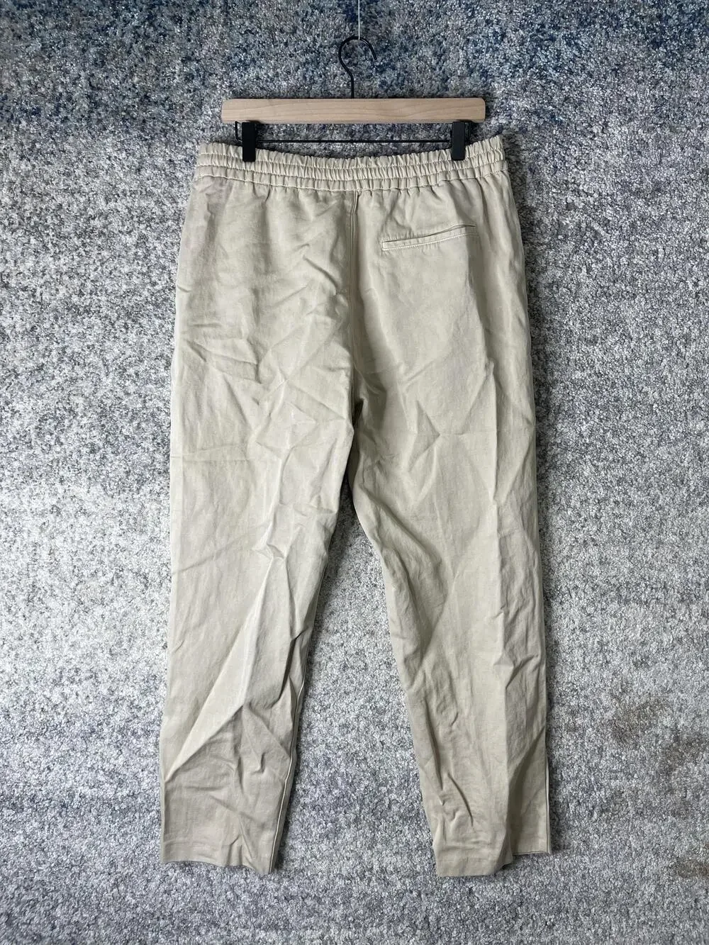 DSTLD Chino Pants Mens Medium Beige Khaki Elastic Waist Tapered Twill Casual